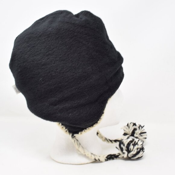 Nepal Beanie Knit Wool Women Hat Snowflake Pom Chin Tie Ear Flap Trapper Lined - Picture 7 of 11